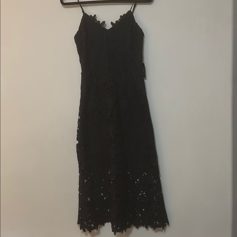 Express Elegant Black Lace Midi Dress